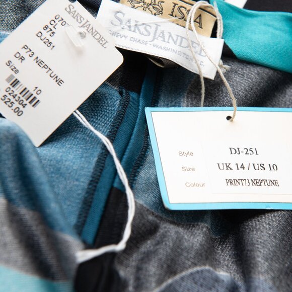 Issa London 100% Silk Dress A-Line Kimono Mini Deep V-Neck Blue Grey Size 10 New - Picture 6 of 10